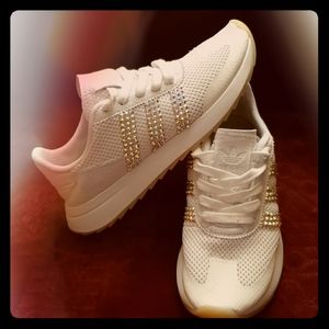 ADIDAS FLASHBACK WHITE SZ6.5 CUSTOM MADE